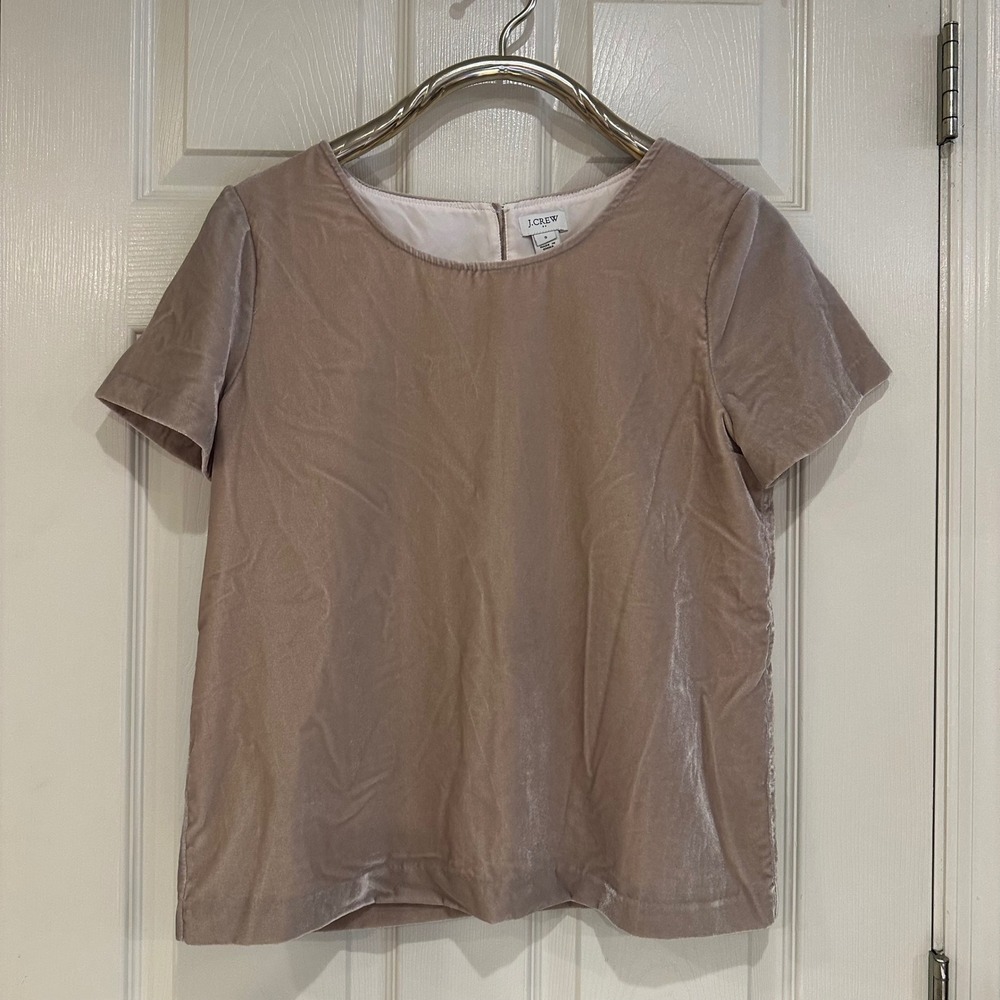 J.Crew Velvet Short Sleeve Top Mauve Taupe K3491 NWT Small